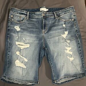 Torrid Distress Bermuda Jean Shorts